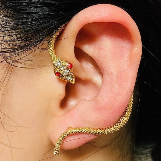 Dragon Ear Cuff with Ruby Red Accent Eyes