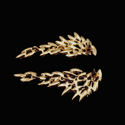 Victorian Gold Feather Wing Earrings | Angelic Boho Statement Jewelry for Weddings and Bridal Looks
