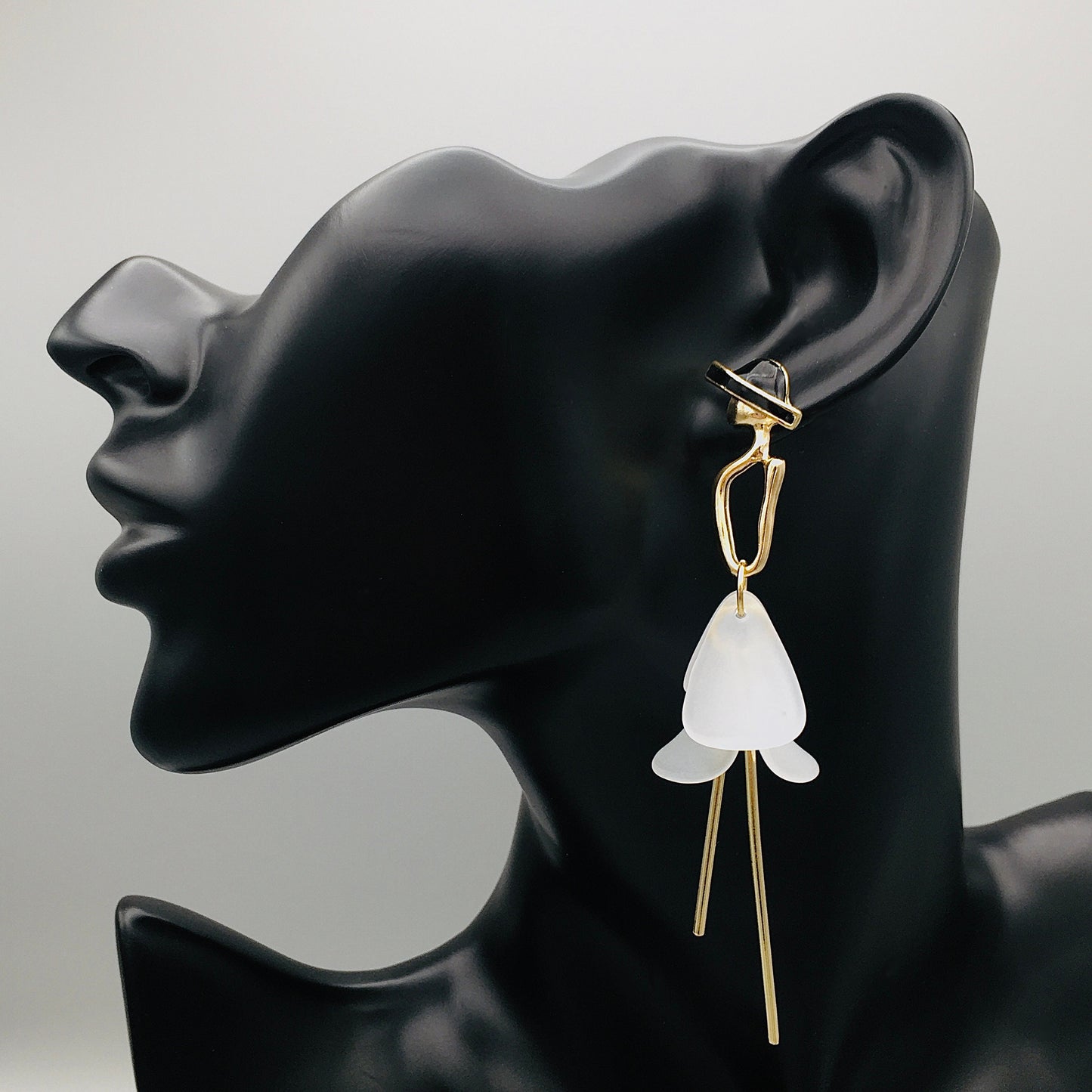 Stylish French Lady Figurine Dangle Earrings - Elegant Women with Hat Profile Earrings | Art Deco Statement Jewelry