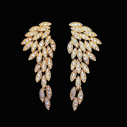 Victorian Gold Feather Wing Earrings | Angelic Boho Statement Jewelry for Weddings and Bridal Looks