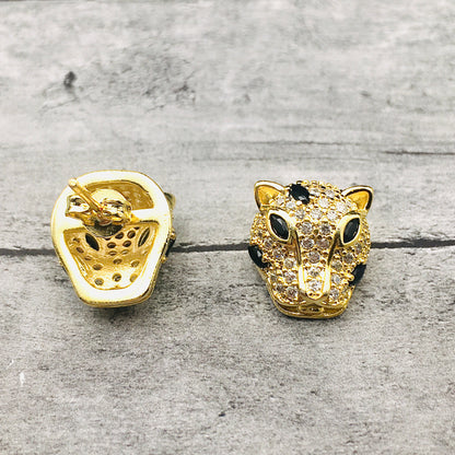 Golden Panther Stud Earrings