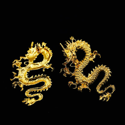 Golden Gothic Lucky Dragon Dangle Earrings - Funky Basilisk Statement Jewelry