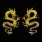 Golden Gothic Lucky Dragon Dangle Earrings - Funky Basilisk Statement Jewelry