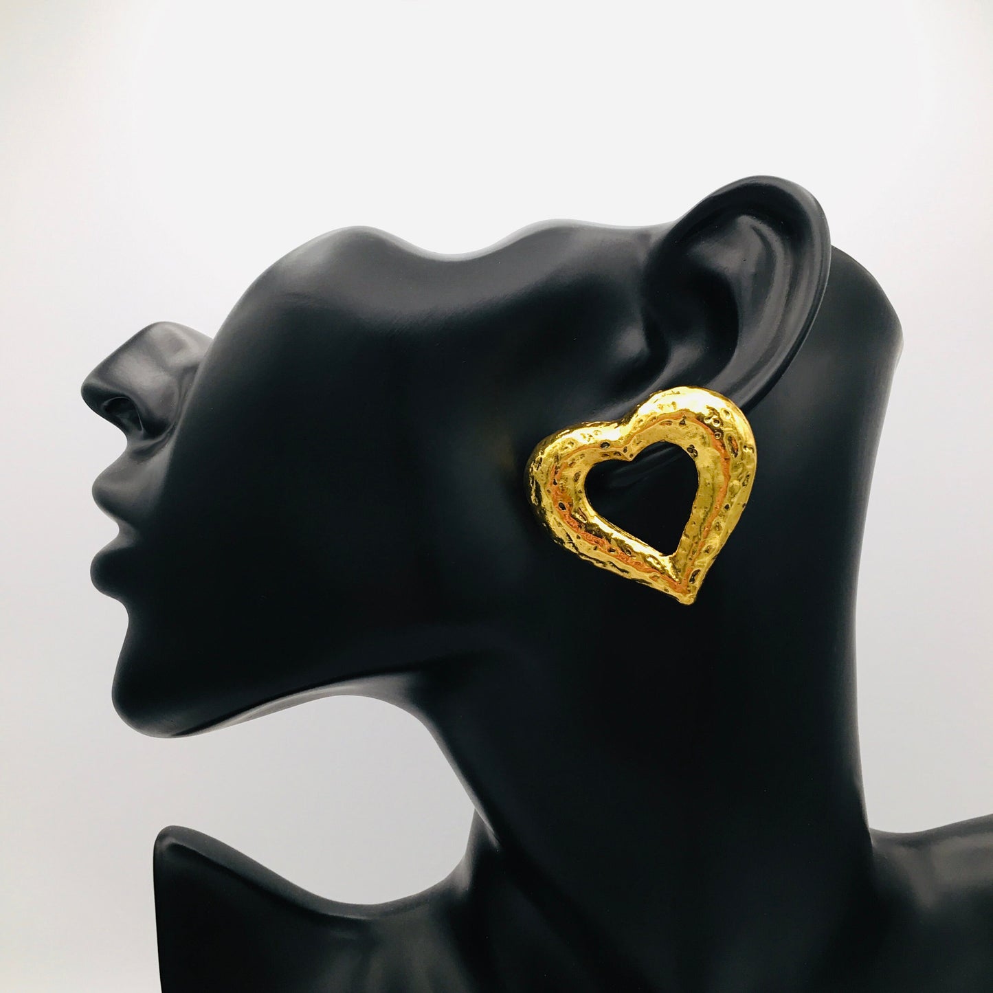 Gold Heart Stud Earrings - Bohemian Statement Jewelry