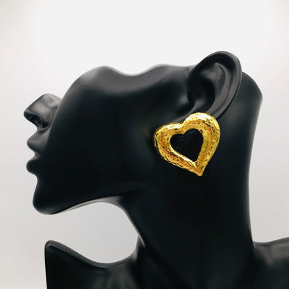 Vintage Gold Heart Stud Earrings