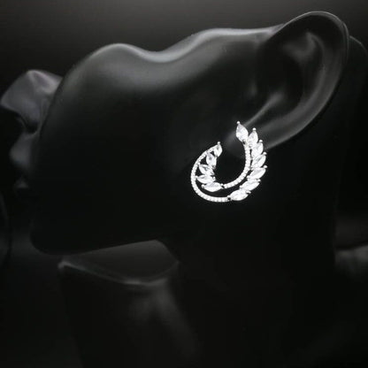 Ruby Red Crystal Floral Hoop Earrings- Natural Wild Flower Leaf Jewelry