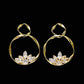 Golden Crystal Floral Hoop Earrings | Elegant Wildflower Dangles with Large Crystal Clusters