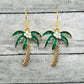 Gold Palm Tree Earrings with Pearl Coconuts | Summer Beach Vacation Dangle Jewelry
