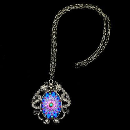 Silver Double Dragon Pendant Necklace – Gothic Fantasy Statement Jewelry