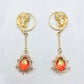 Victorian Gold-Toned Renaissance Goddess Portrait Earrings with Fire Crystal Dangles | Baroque Bridal Wedding Jewelry
