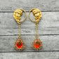 Victorian Gold-Toned Renaissance Goddess Portrait Earrings with Fire Crystal Dangles | Baroque Bridal Wedding Jewelry