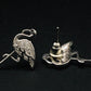 Silver Flamingo Bird Stud Earrings | Diamond Tropical Bird Studs | Crane, Heron Art Jewelry