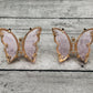 Pink Butterfly Earrings: Tourmaline-Colored Crystal Transparent Jade Butterfly Earrings, Art Deco Bohemian Minimalist Jewelry