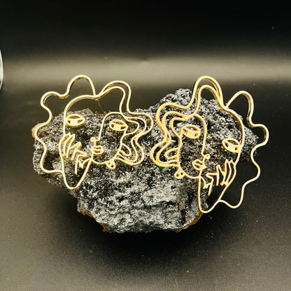 Gold-Toned Woman Portrait Dangle Earrings | Elegant Female Silhouette Jewelry