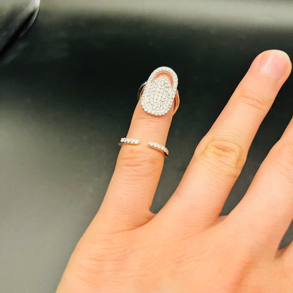 Handmade Adjustable Silver-toned Diamond Fingernail Ring