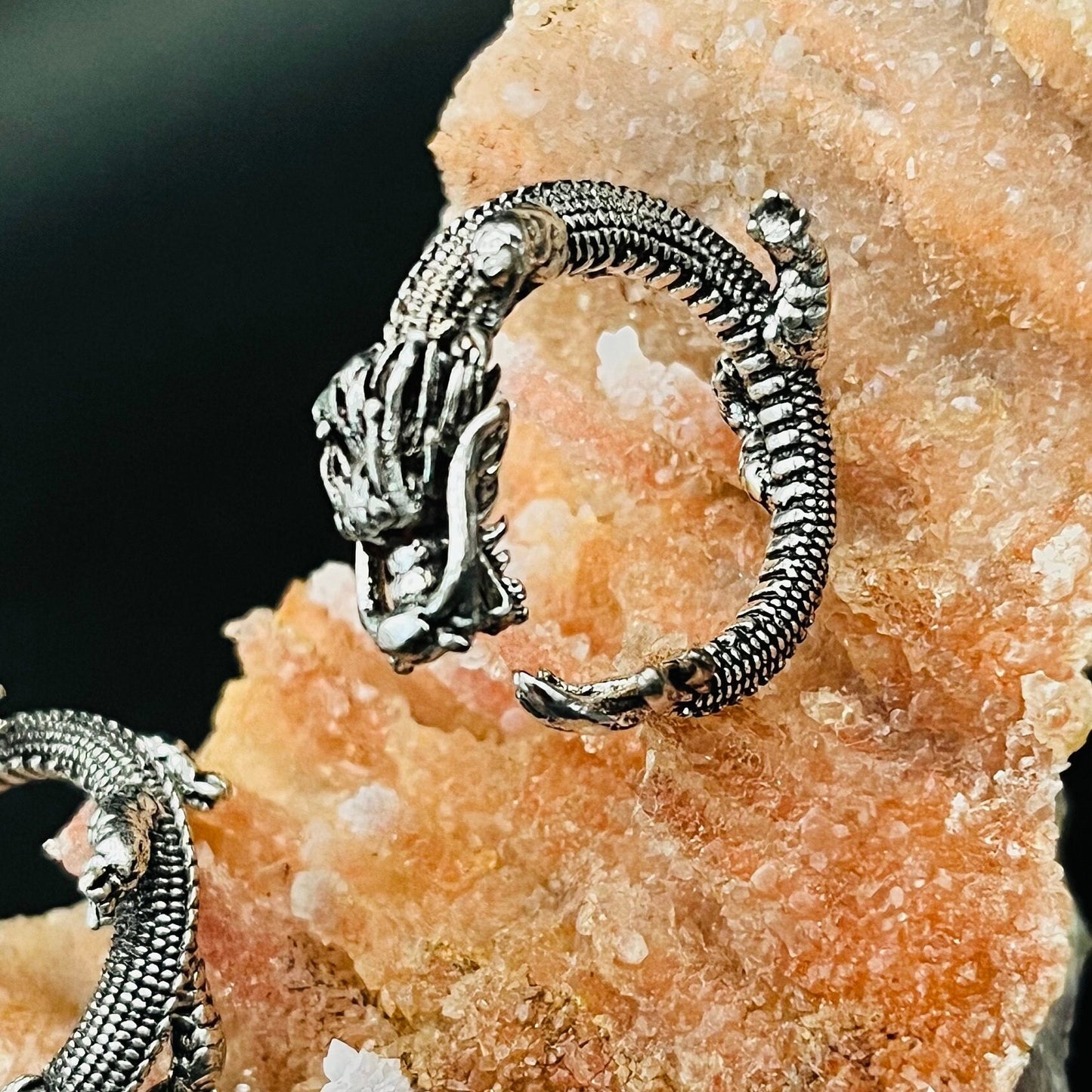 Handmade Adjustable Vintage Silver Fantasy Dragon Ring - Perfect Statement Gift for Him or Her