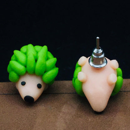 Quirky Clay Hedgehog Stud Earrings