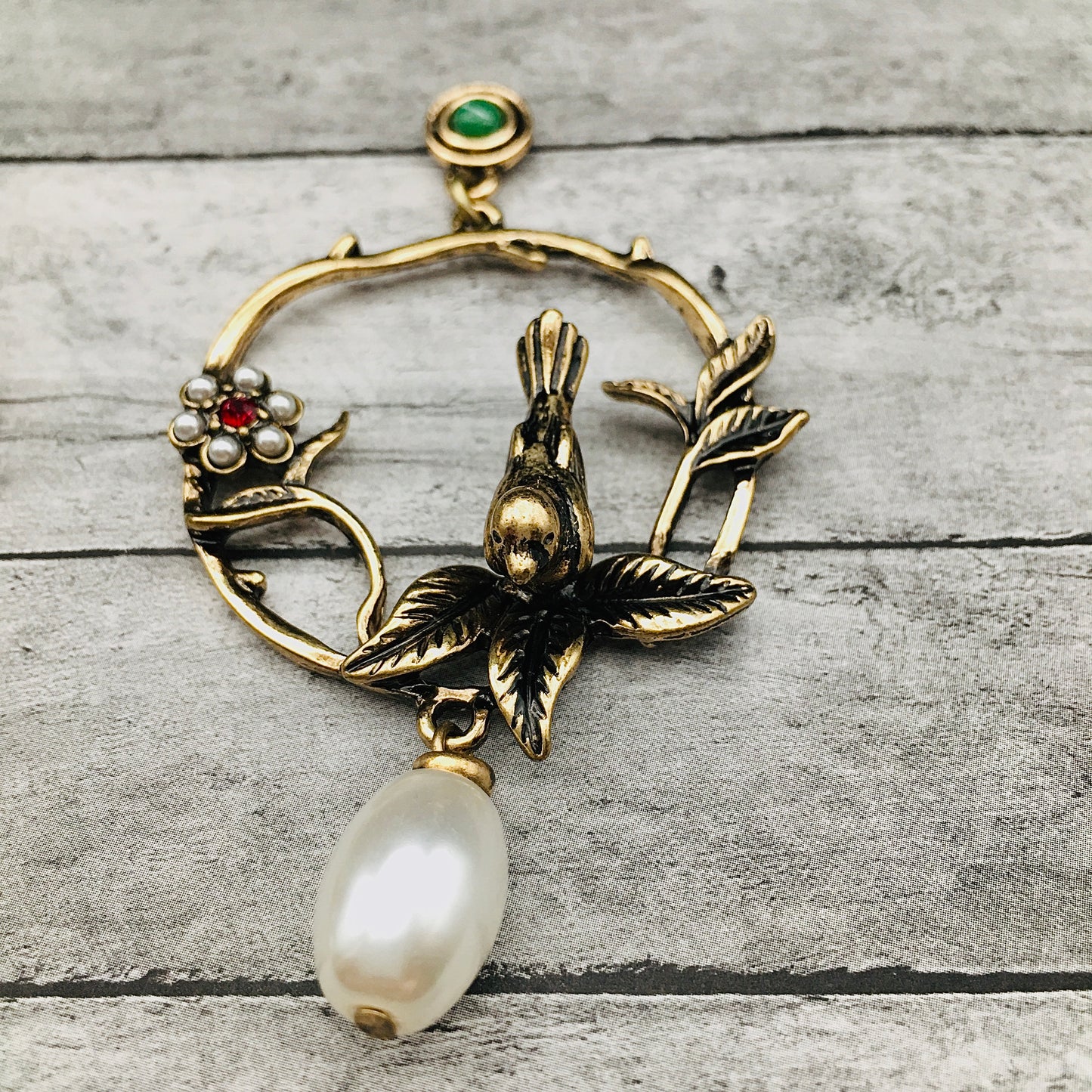 Victorian Gold Antique Baroque Bird Pearl Earrings - Bohemian Retro Statement Jewelry | Gift for Bride, Anniversary, and for Her