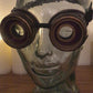 Illuminated Burner Goggles / Handmade Antique Gold Cyberpunk X-Ray Goggles that Light Up / For Halloween, Cosplay, Raves, Party, Concerts