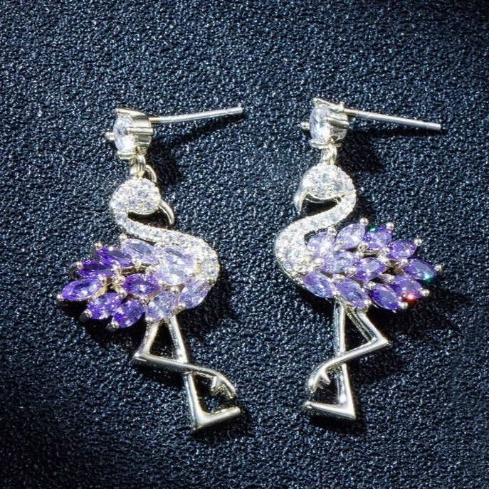 purple flamingo earrings