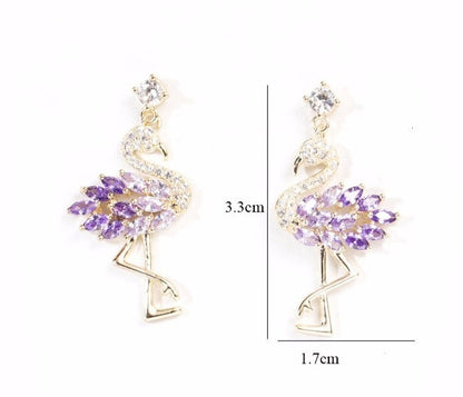 Bohemian Purple Flamingo Earrings