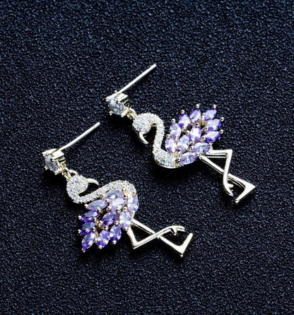 Bohemian Purple Flamingo Earrings