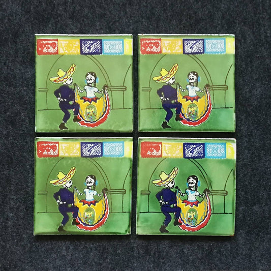 Mexican Talavera Tile Coaster/ Hand-painted Coaster  Set of 4