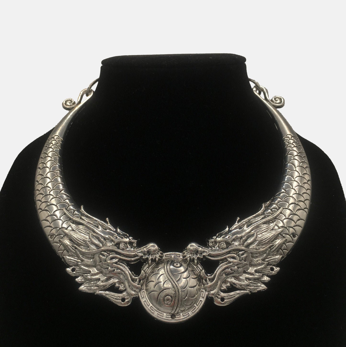 Gothic Dragon Necklace Choker - Vintage Double Dragon Necklace |Statement Jewelry, Cosplay Jewelry