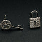 Asymmetric Lock and Key Stud Earrings with Sparkling Diamonds | Unique Statement Jewelry