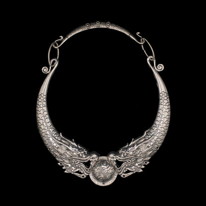 Vintage Gothic Double Dragon Necklace