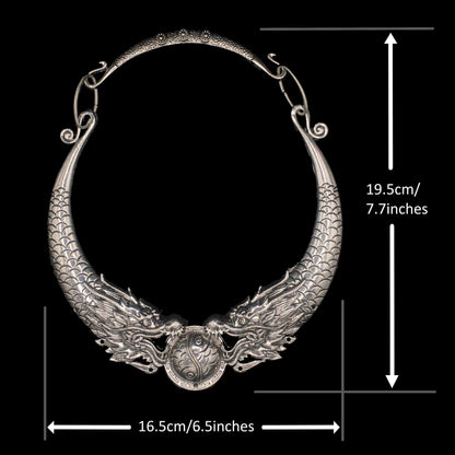 Vintage Gothic Double Dragon Necklace