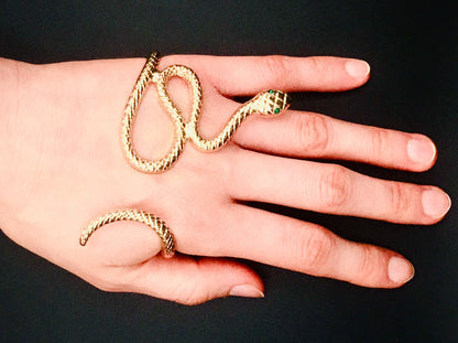 Snake Serpent Palm Bracelet with Emerald Eyes