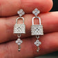 Silver Lock and Key Love Earrings with Diamond CZ | Love Knot Earrings | Padlock and Key "Keys to My Heart" Jewelry