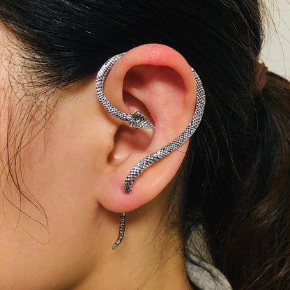 Silver Snake Ear Wrap | Viper Ear Cuff | Serpent Earring