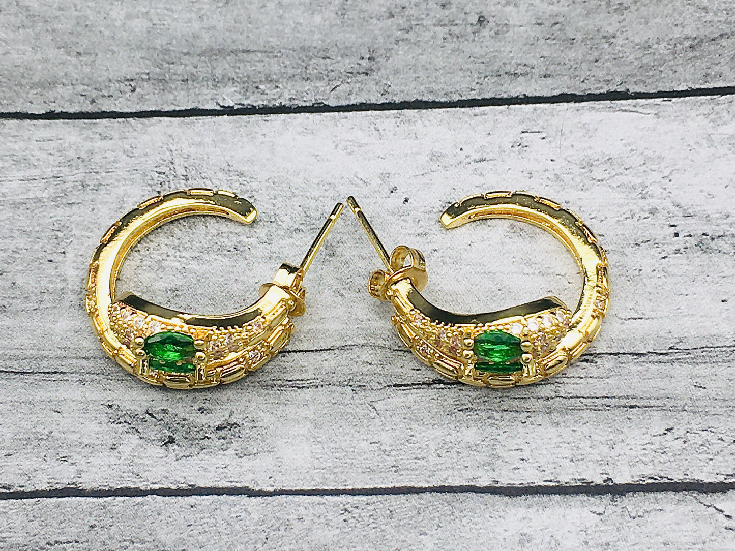 Victorian Gold Snake Earrings/ Emerald Green Eyes Vintage Gold Snake Earrings/ Statement Earrings / Bohemian Gold Snake Earrings