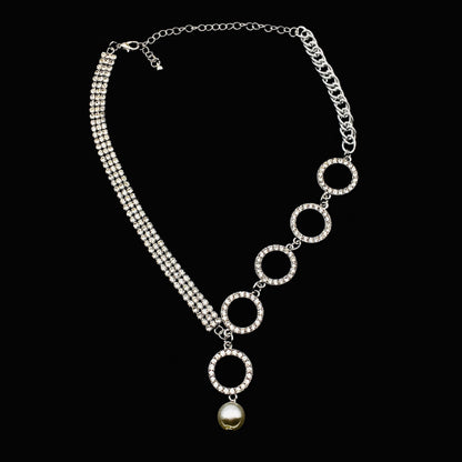 Pearl Pendant Crystal Necklace, Neo-classical Special-Shaped Personalized Necklace