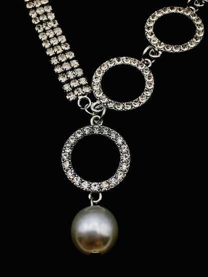 Pearl Pendant Crystal Necklace, Neo-classical Special-Shaped Personalized Necklace