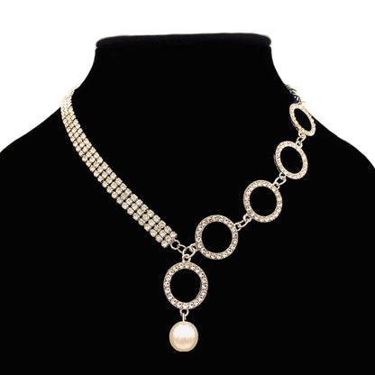 Pearl Pendant Crystal Necklace, Neo-classical Special-Shaped Personalized Necklace