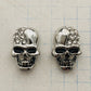 Handcrafted Silver Skull Stud Earrings - Gothic Style Diamond Skull Jewelry, Bold Statement Earrings