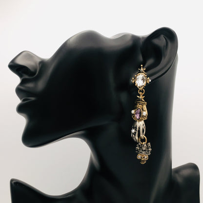 Gothic King Skull Earrings | Victorian Antique Statement Jewelry | Hand of the King Skull Design