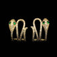 Victorian Golden Snake Stud Earrings | Gothic Aesthetic Serpent Hoops with Emerald Green Crystal Eyes